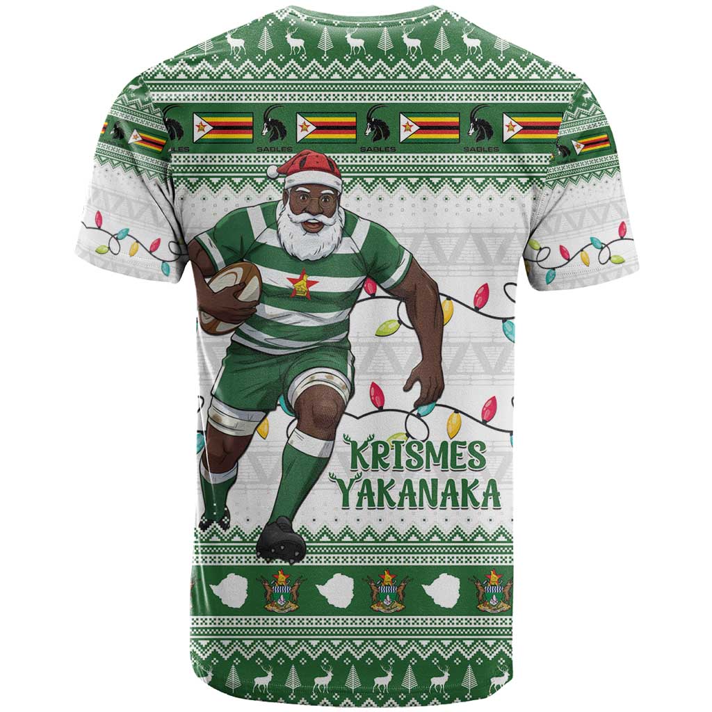 Zimbabwe Rugby Christmas T-Shirt The Sables Krismes Yakanaka Graphic Tee
