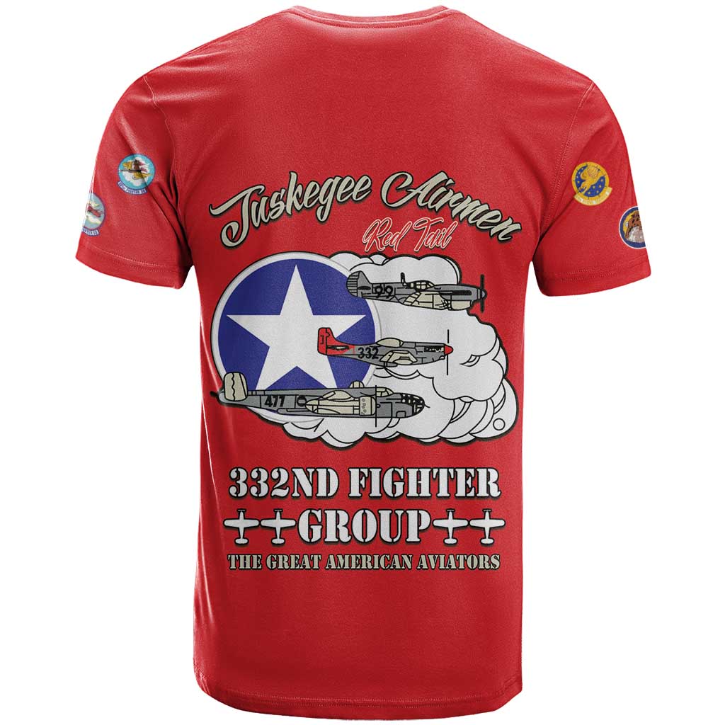 Tuskegee Airmen WWII Heroes T-Shirt The Great American Aviators Red Art Graphic Tee