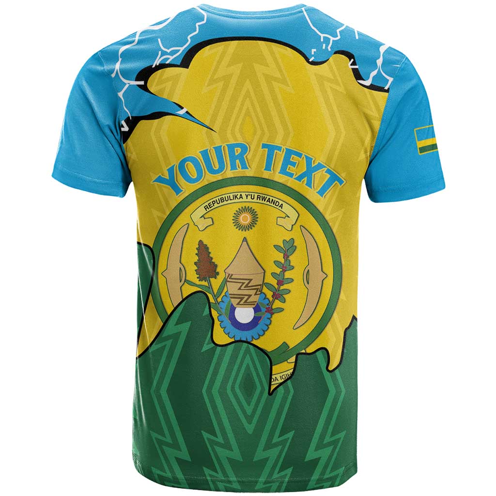 Personalized Rwanda T-Shirt Coat Of Arms Imigongo Pattern - Sporty Style Graphic Tee