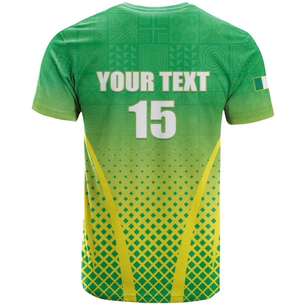 Custom Nigeria Cricket T-Shirt Come On Yellow Greens Graphic Tee