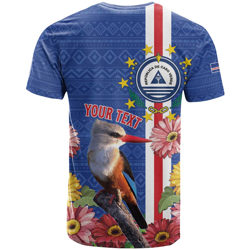 Personalised Cape Verde T-Shirt Grey-Headed Kingfisher Mix Gerbera Daisy Graphic Tee