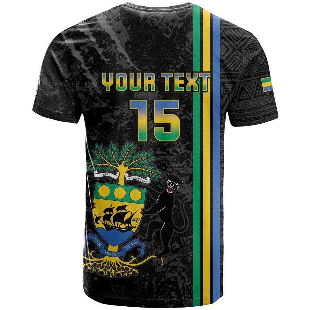 Custom Gabon Football T-Shirt Go Les Pantheres - Black Ver Graphic Tee