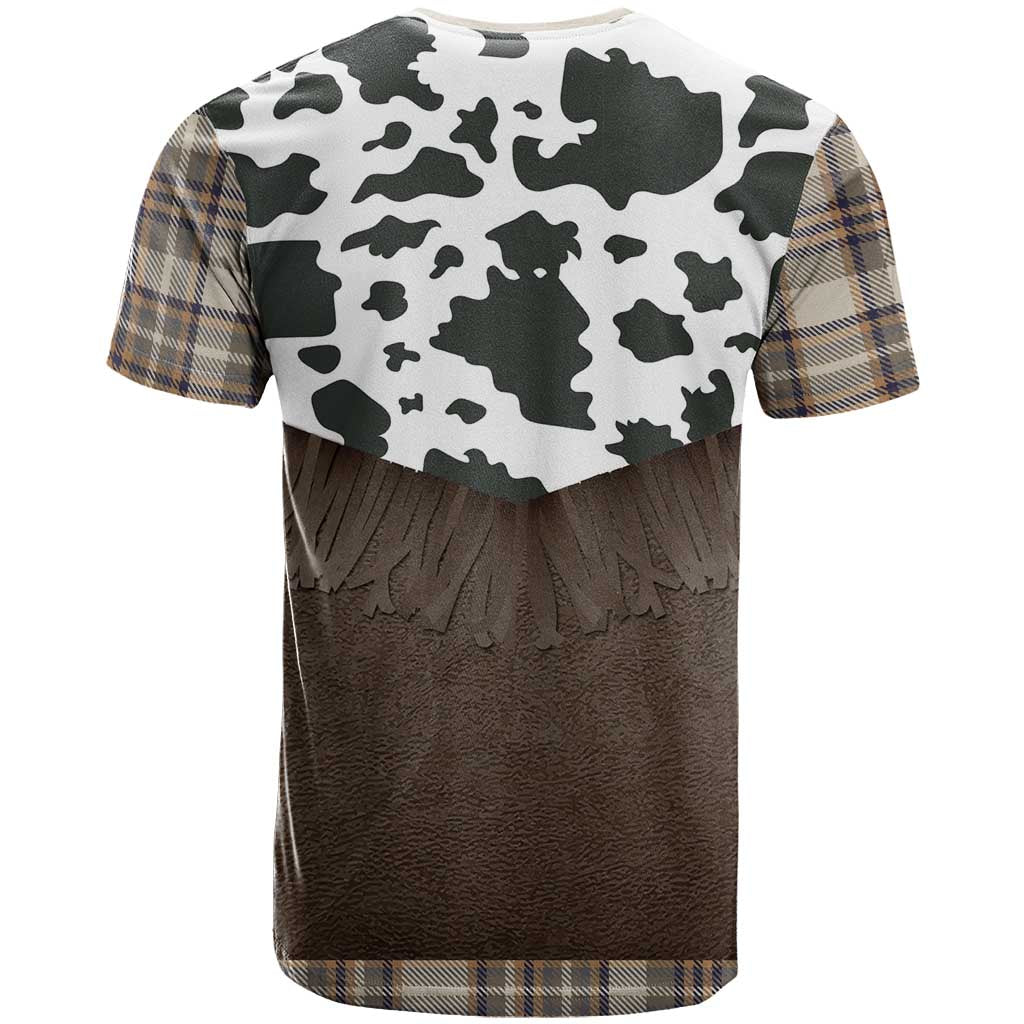 Cowboy Vest Costume T-Shirt Brown Beige Plaid Pattern Graphic Tee