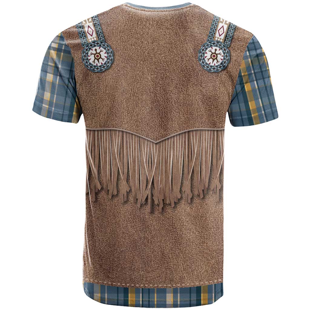 Retro Blue Yellow Plaid T-Shirt Western Cowboy Vest Costume Graphic Tee