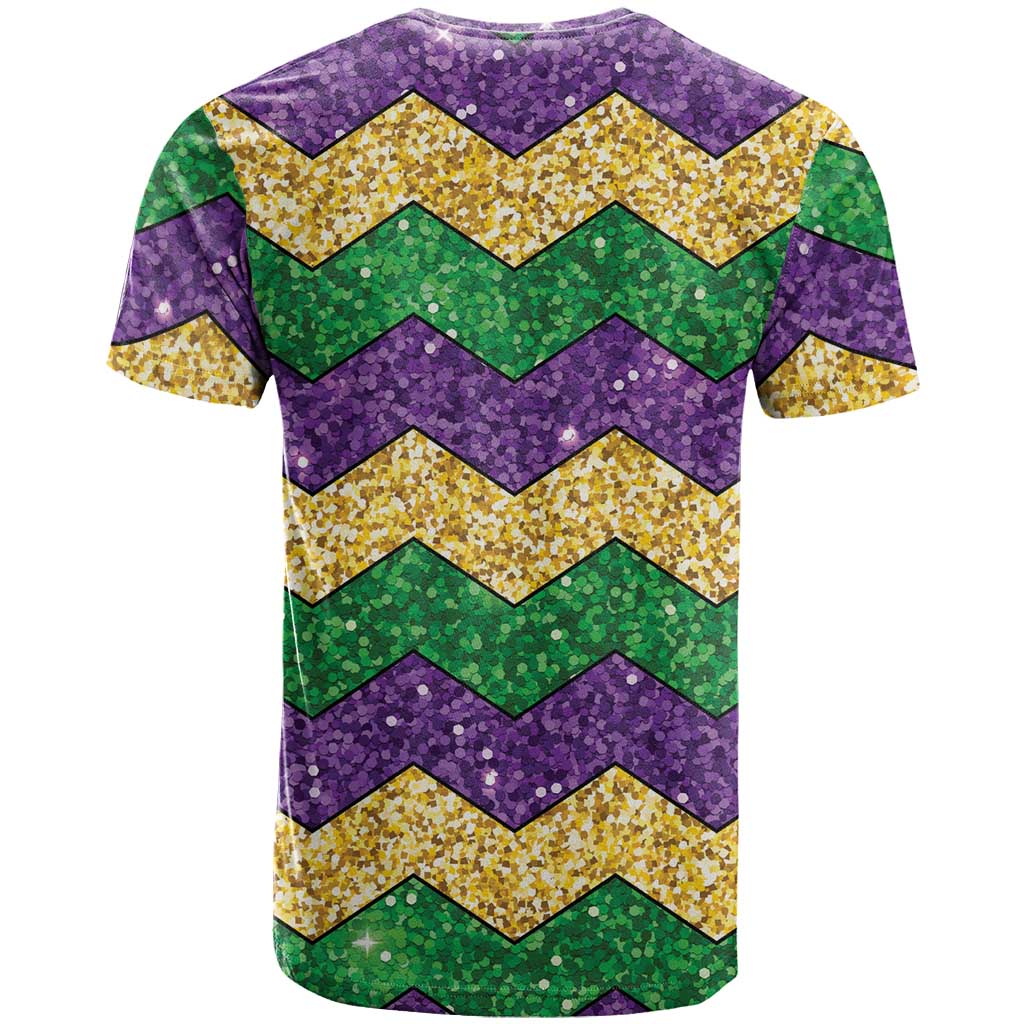 Mardi Gras Zigzag Sparkle Style T-Shirt Graphic Tee