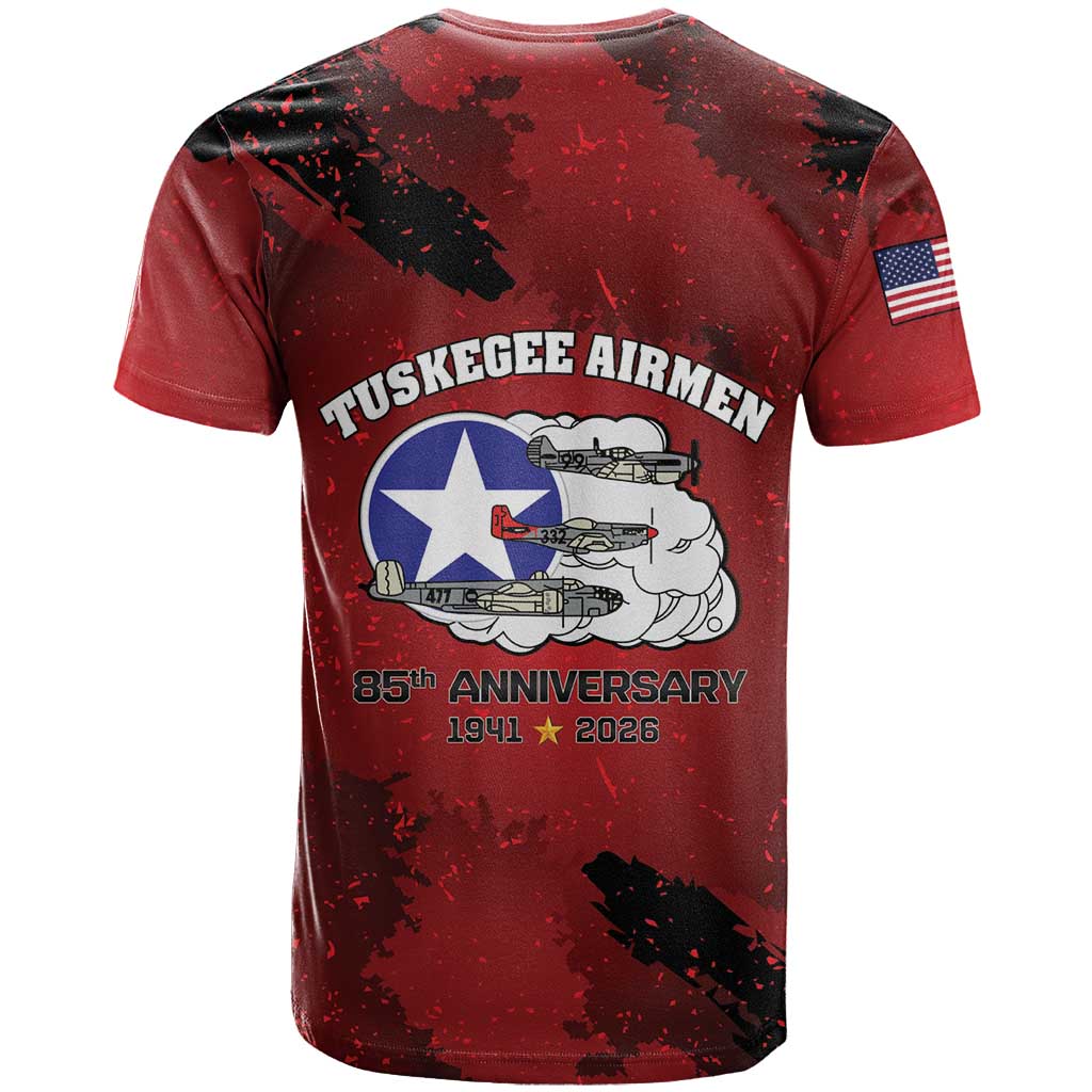 85 Years of Tuskegee Airmen T-Shirt 332nd Fighter Group Red Tails Graphic Tee