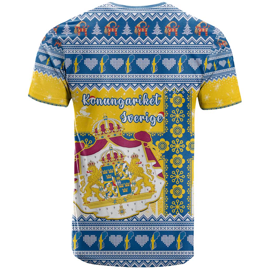Sweden Christmas T-Shirt Coat Of Arms - Scandinavian Pattern Graphic Tee