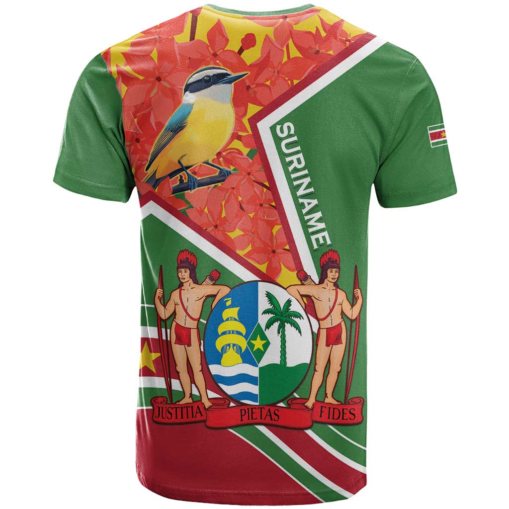 Suriname Independence Day T-Shirt Coat Of Arms With Lesser Kiskadee Graphic Tee