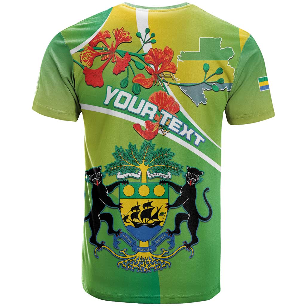 Personalized Gabon Independence Day T-Shirt Coat Of Arms With Map Graphic Tee