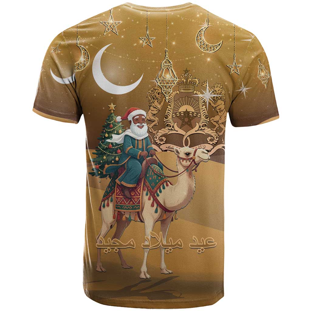 Morocco Christmas in Sahara T-Shirt Black Santa Riding Camel Graphic Tee