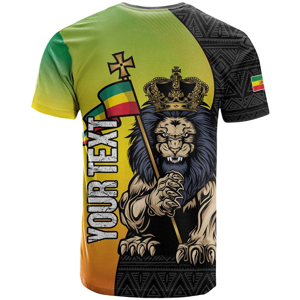 Personalized Ethiopia National Day T-Shirt Lion Of Judah African Pattern Graphic Tee