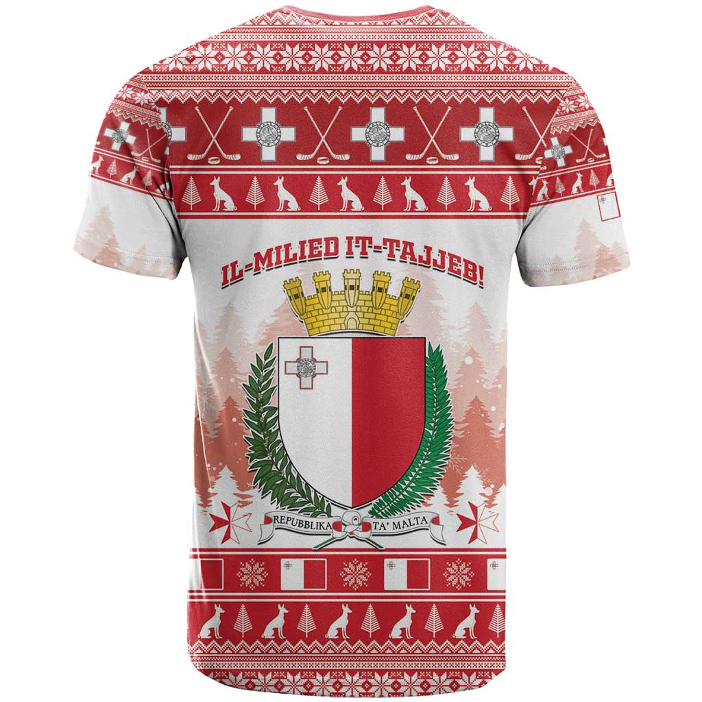 Malta Christmas T-Shirt Coat Of Arms il-Milied it-Tajjeb Graphic Tee