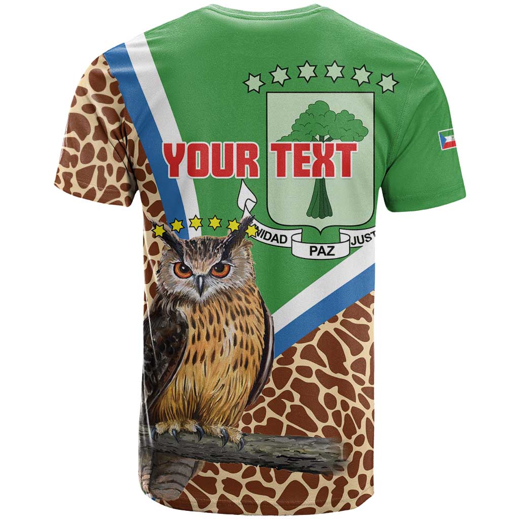 Personalised Equatorial Guinea T-Shirt Bubo Poensis Mix Giraffe Pattern Graphic Tee