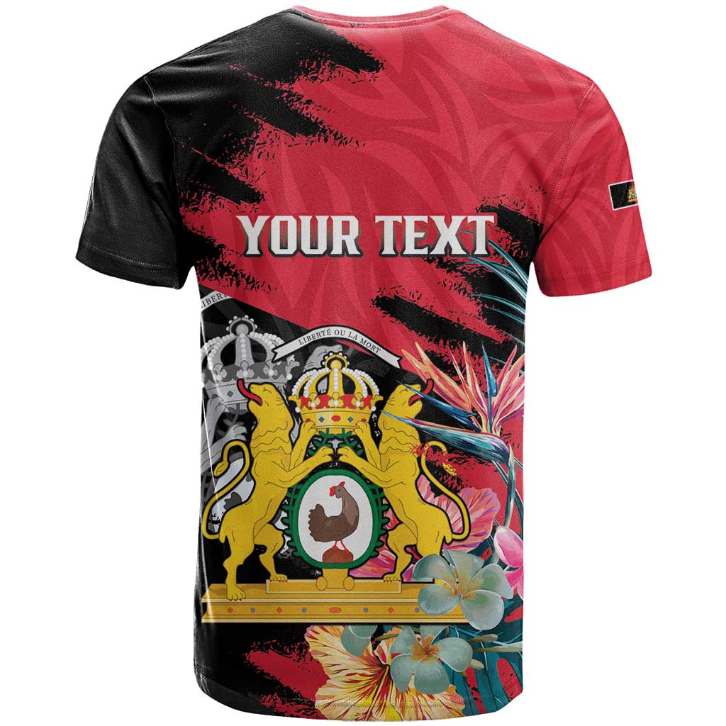 Personalised First Empire of Haiti T-Shirt Haitian Coat Of Arms 1804-1806 Tropical Flowers Graphic Tee