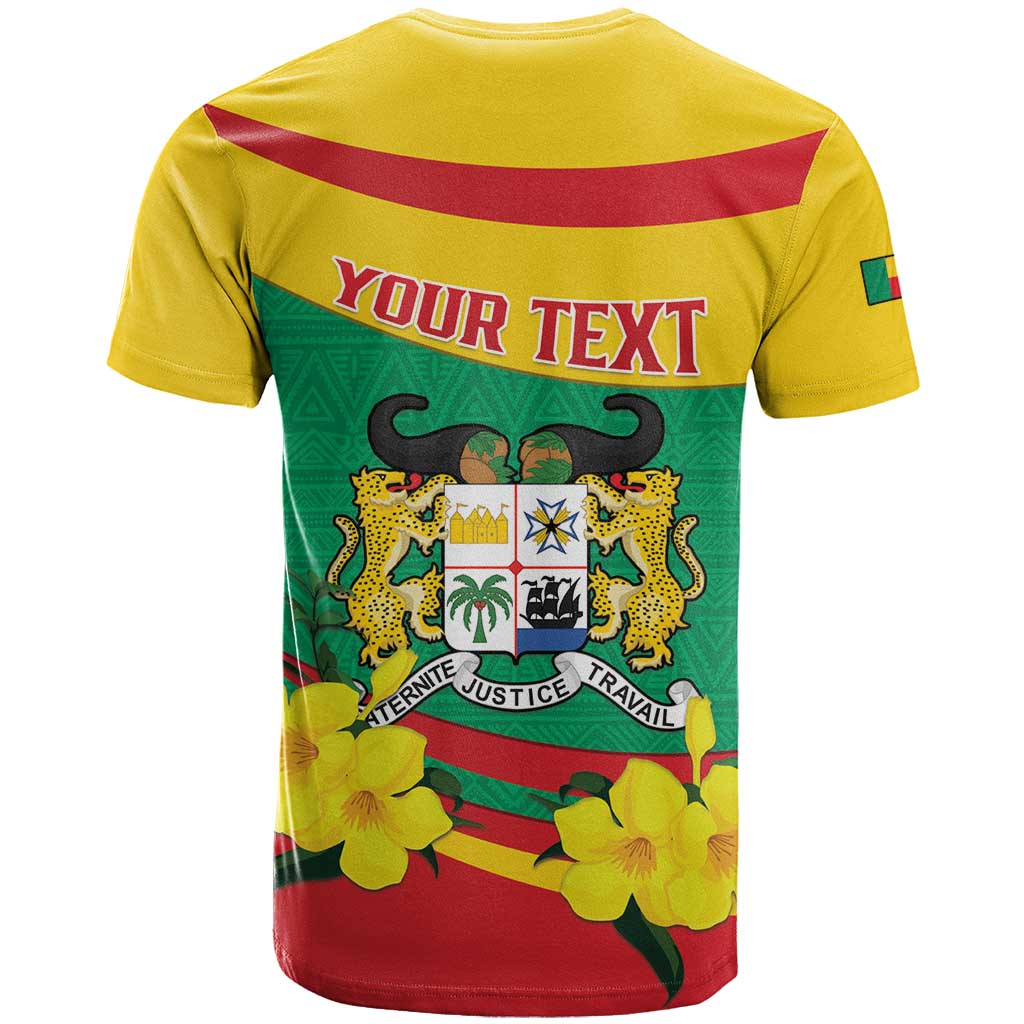 Personalised Benin National Day T-Shirt Coat Of Arms Yellow Allamanda Graphic Tee