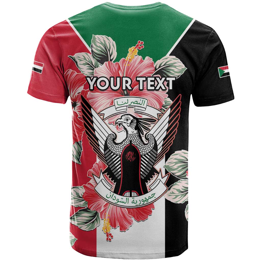 Personalised Sudan Independence Day T-Shirt Coat Of Arms Mix Hisbicus Graphic Tee