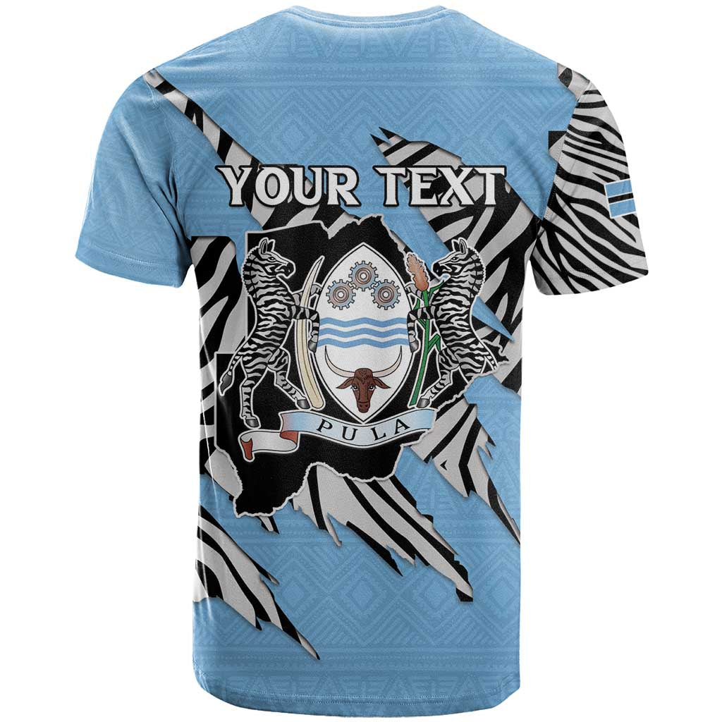 Personalized Botswana T-Shirt Coat Of Arms With Map - African and Zebra Patterns Graphic Tee