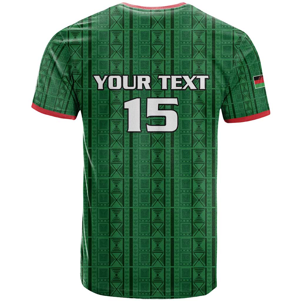 Custom Malawi Football T-Shirt Come On Flames - Green Graphic Tee
