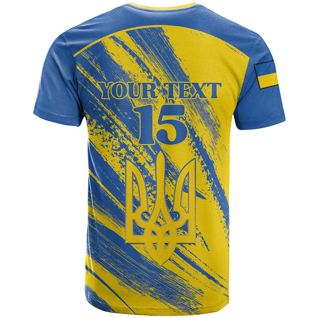 Custom Ukraine Football T-Shirt Blue And Yellow Grunge Style Graphic Tee