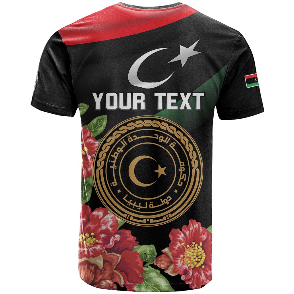 Personalized Libya Revolution Day T-Shirt Libyan Map With Pomegranate Blossom Graphic Tee