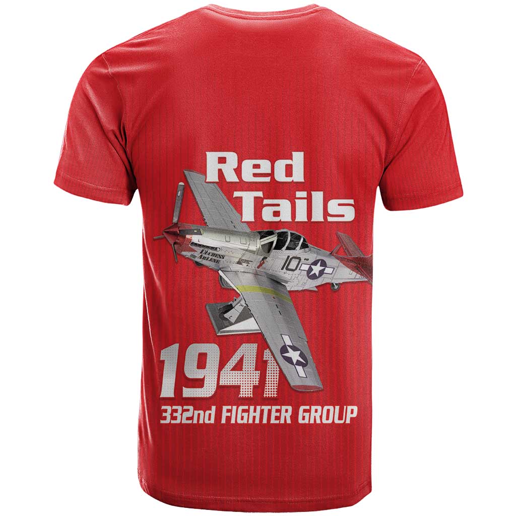 Tuskegee Red Tails Airmen T-Shirt P-51 Mustang 332nd Fighter Group - Red Graphic Tee