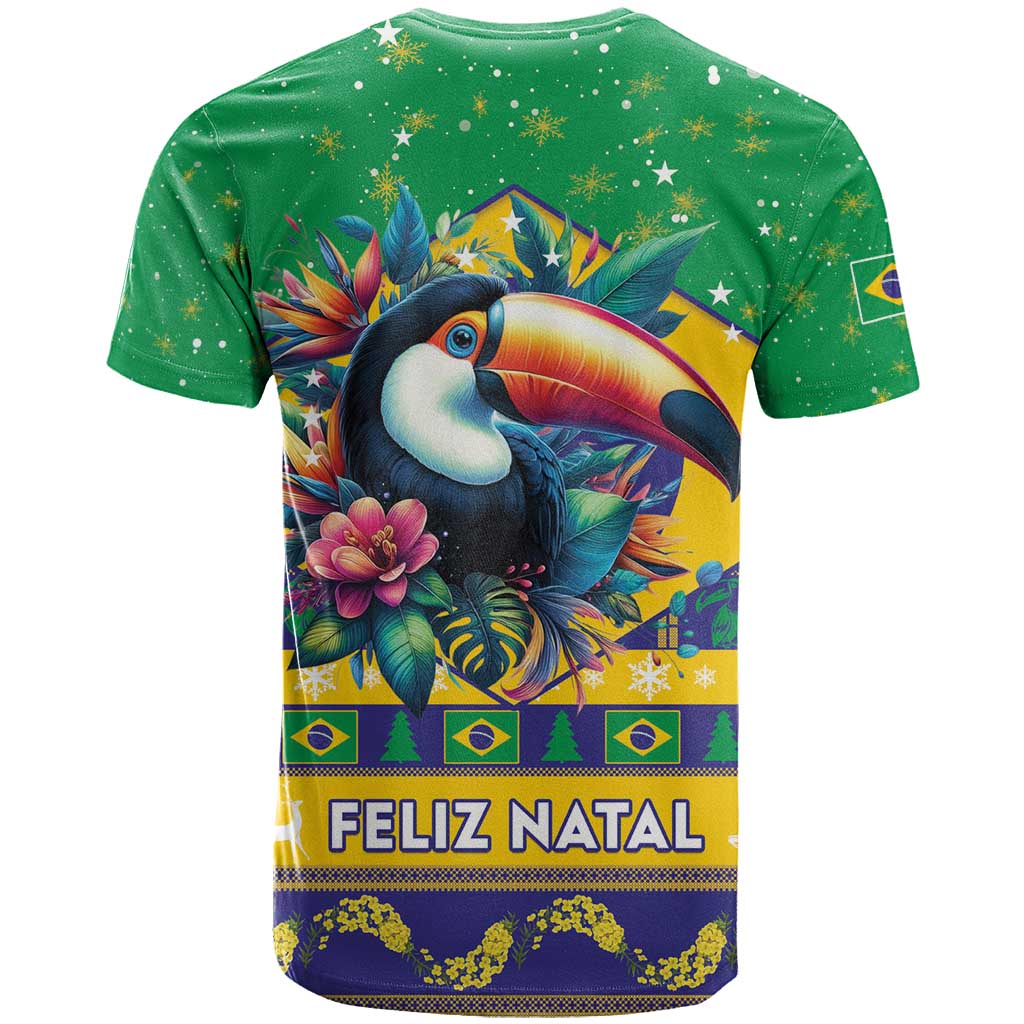 Brazil Christmas T-Shirt Toco Toucan Flag Style Graphic Tee