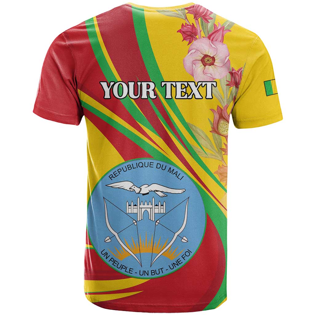Personalized Mali Independence Day T-Shirt Coat Of Arms With Hibiscus Sabdariffa Graphic Tee