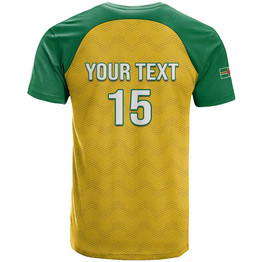 Custom Dominica Football T-Shirt Sisserou Parrot Yellow Color Graphic Tee