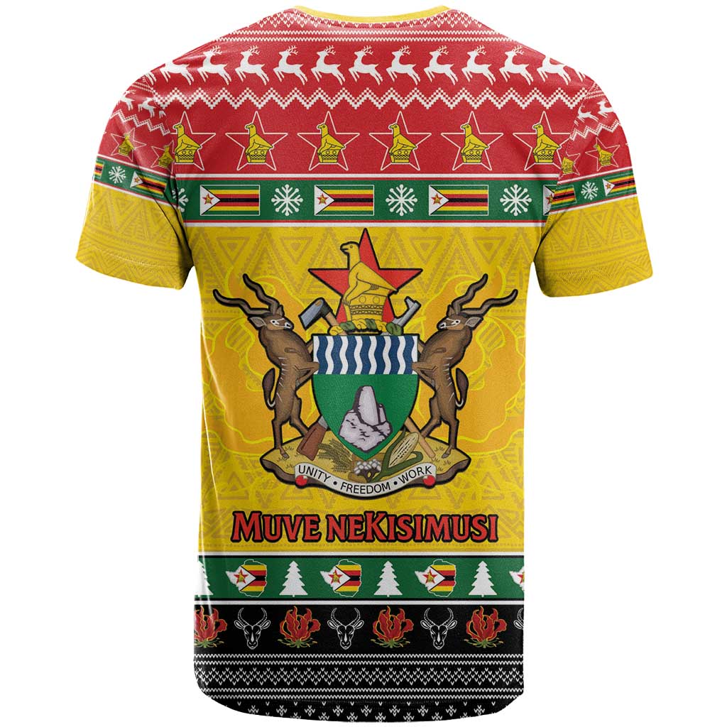 Zimbabwe Christmas T-Shirt Coat Of Arms Muve neKisimusi Graphic Tee