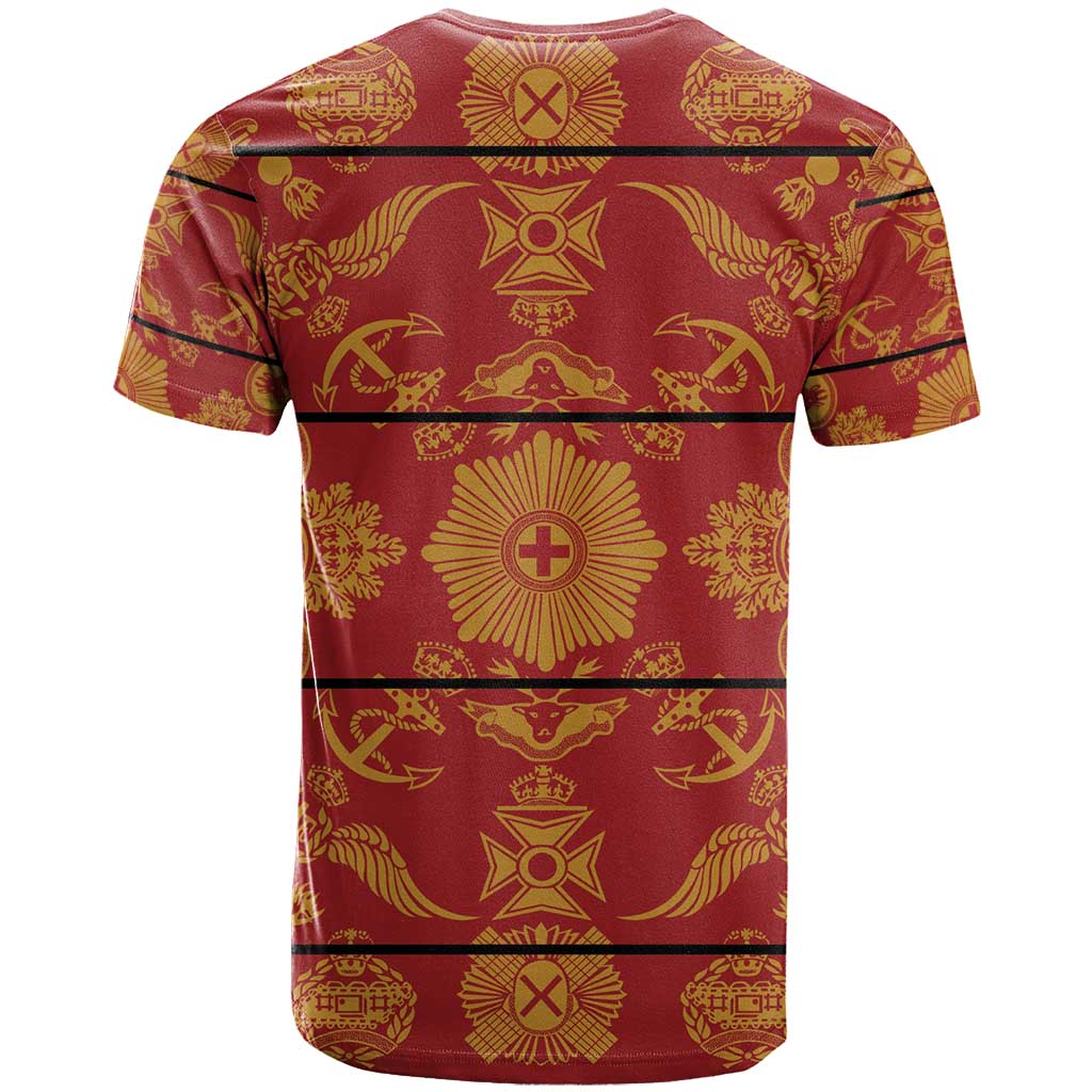 Lesotho Seanamarena Kharetsa Royal Red T-Shirt Basotho Traditional Blanket Style Graphic Tee
