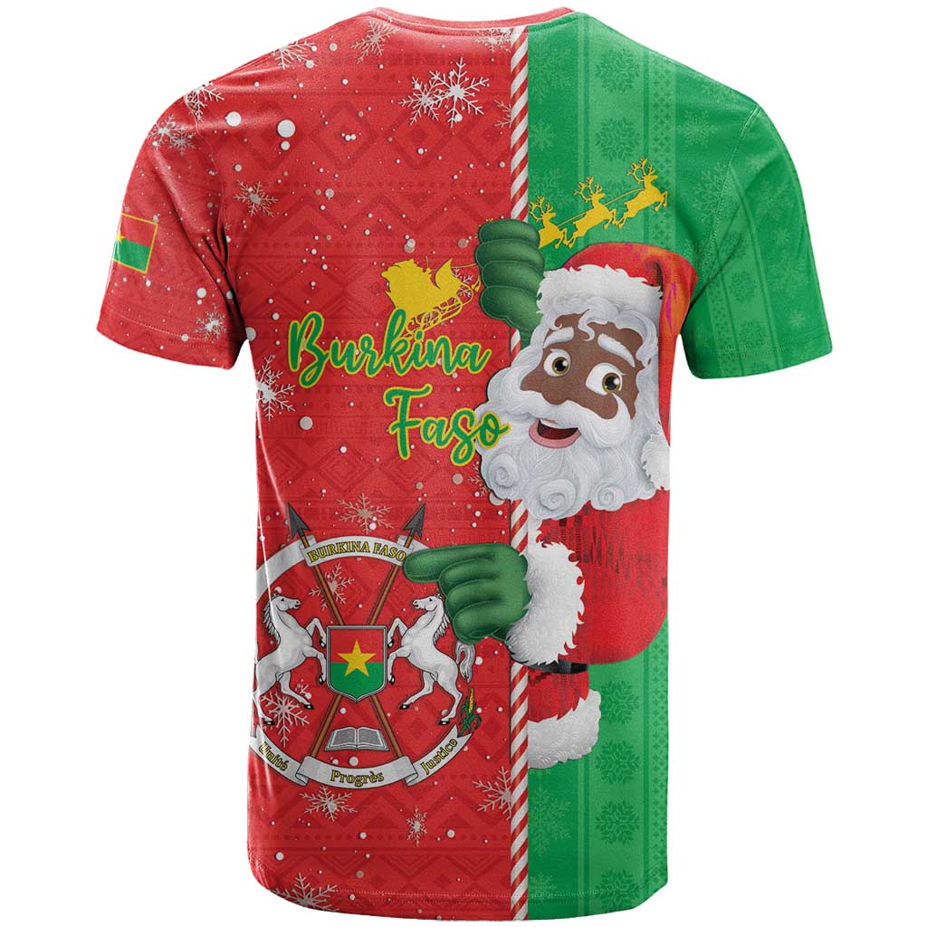 Burkina Faso Christmas T-Shirt Black Santa Joyeux Noel Graphic Tee