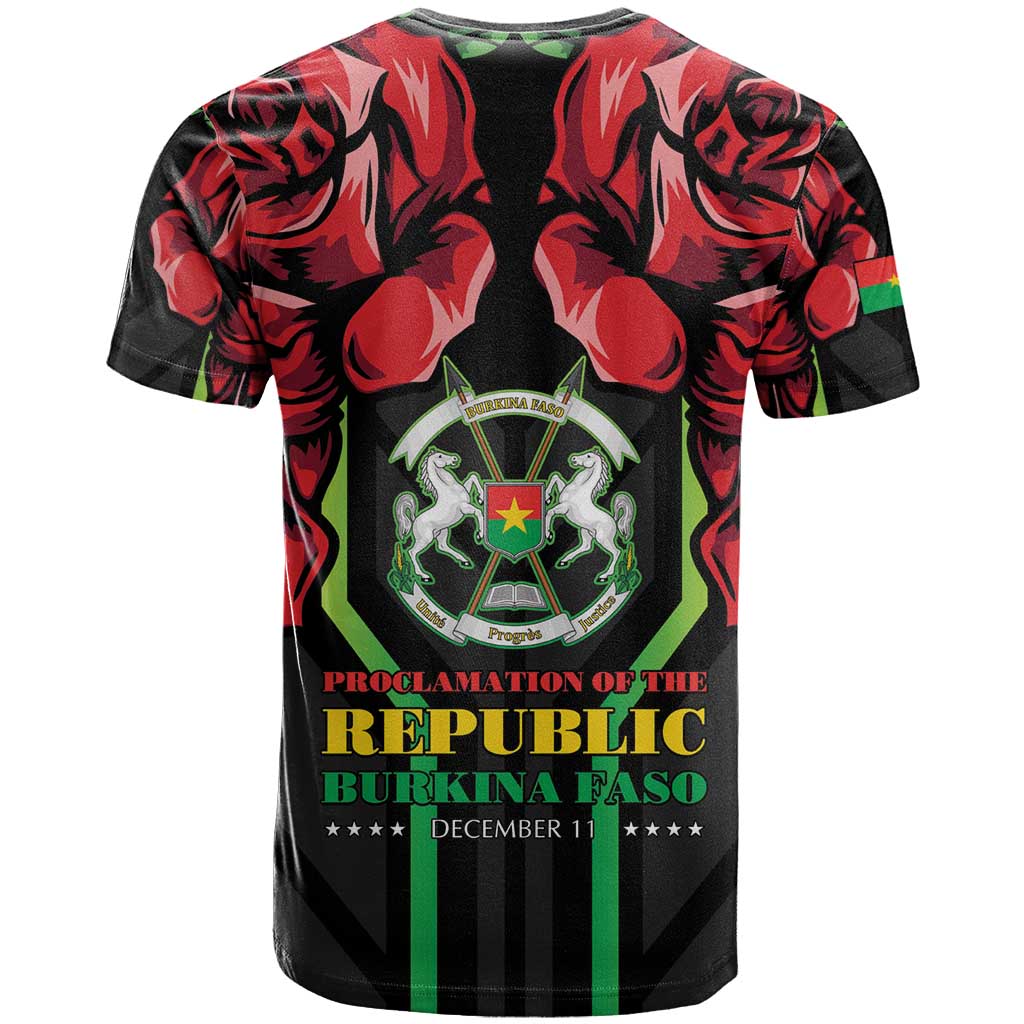 Burkina Faso Republic Day T-Shirt Coat Of Arms With Rose Graphic Tee