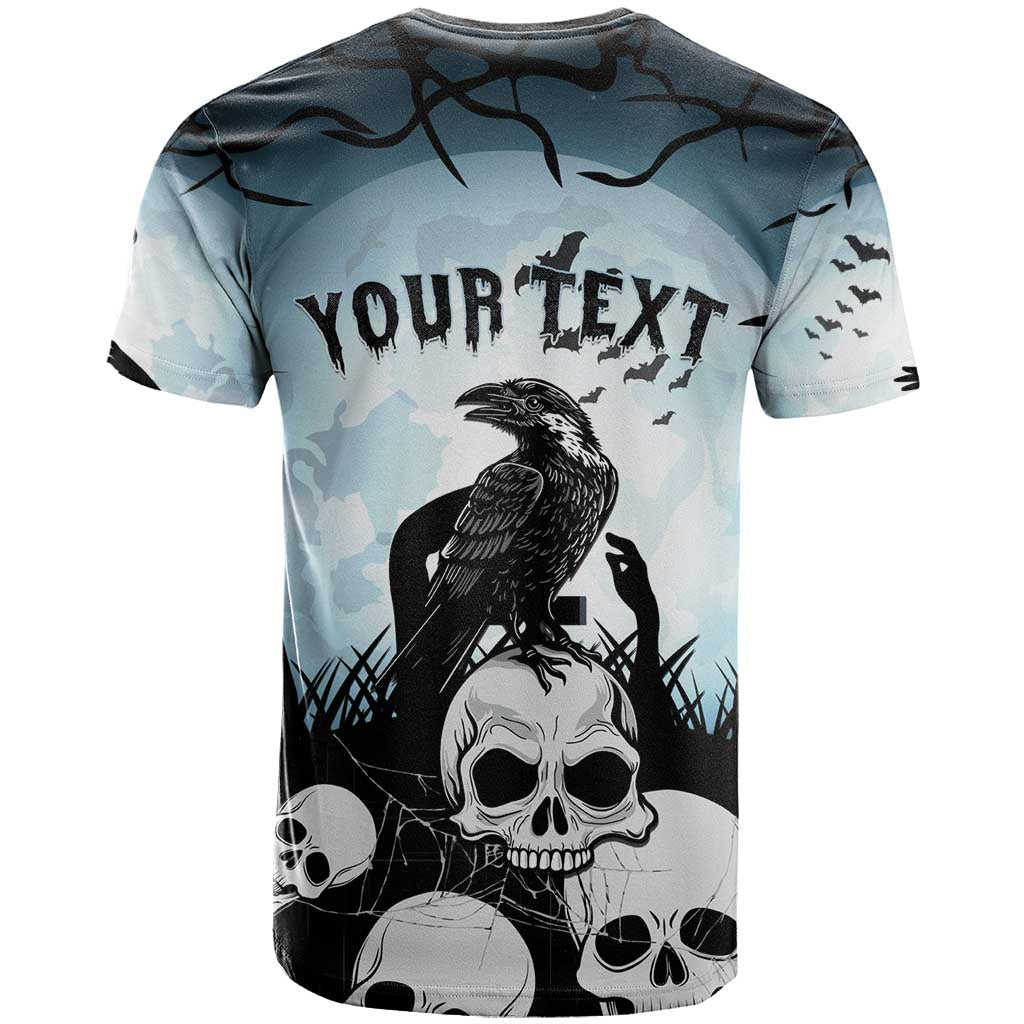 Personalized Funny Halloween FCaw Raven T-Shirt Black Bird Crow With Skulls Graphic Tee