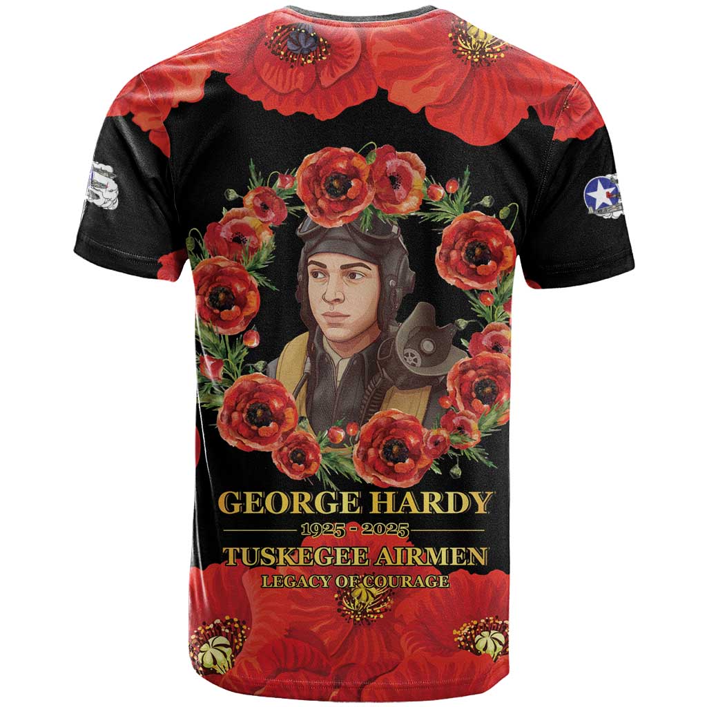 George Hardy Tuskegee Memorial T-Shirt Red Tail Pilots Legacy of Courage Graphic Tee