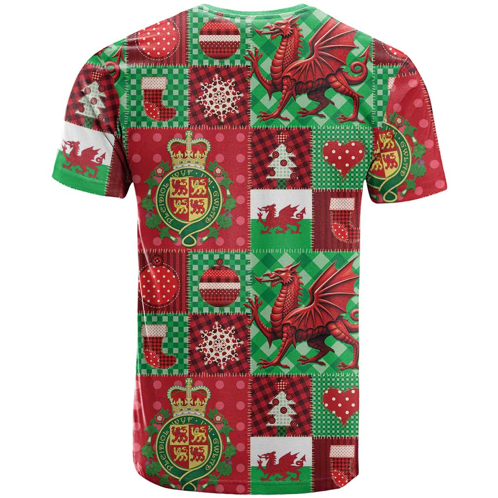 Wales Christmas Patchwork T-Shirt Graphic Tee