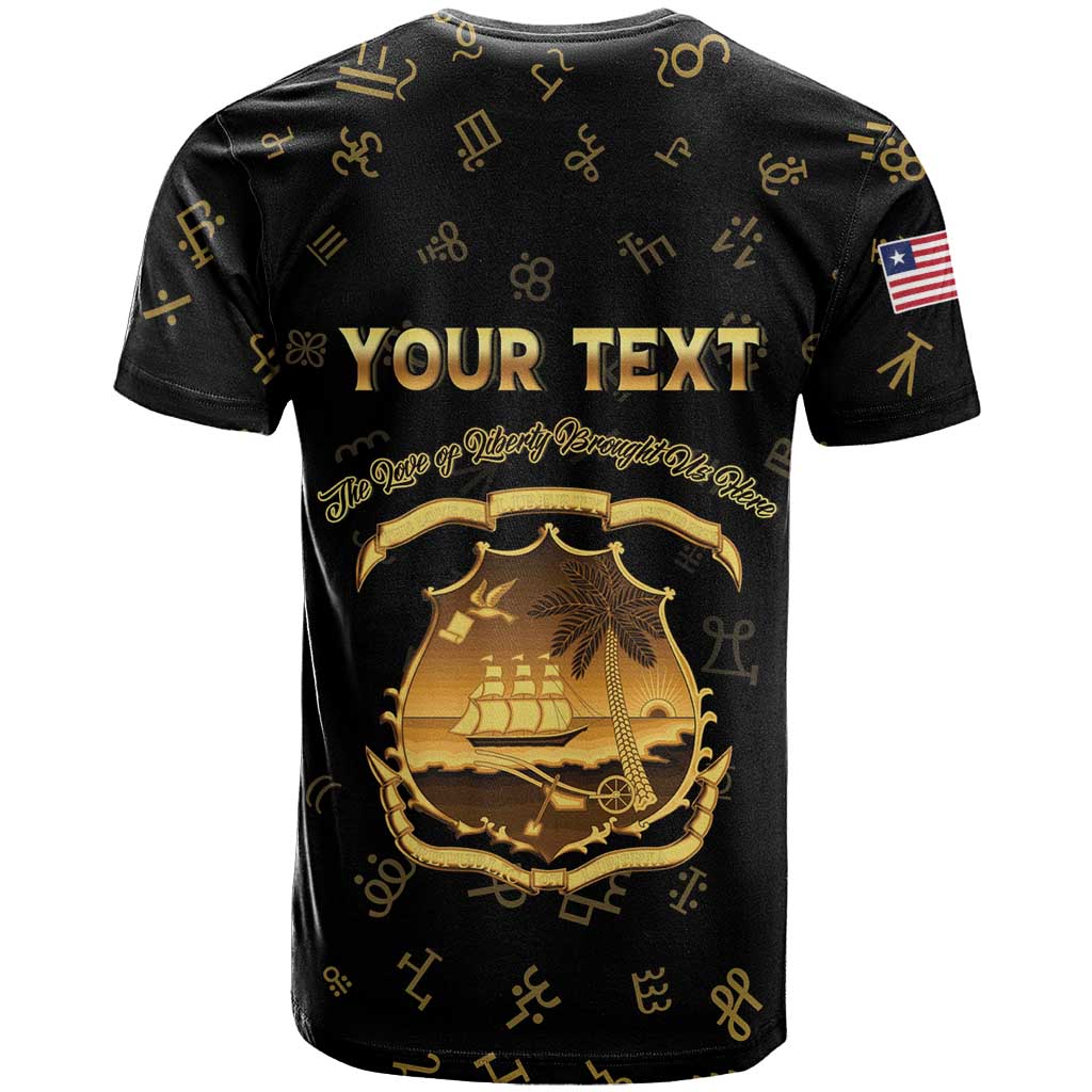 Personalized Liberia Vai Syllabary Heritage T-Shirt National Emblem Golden Style Graphic Tee