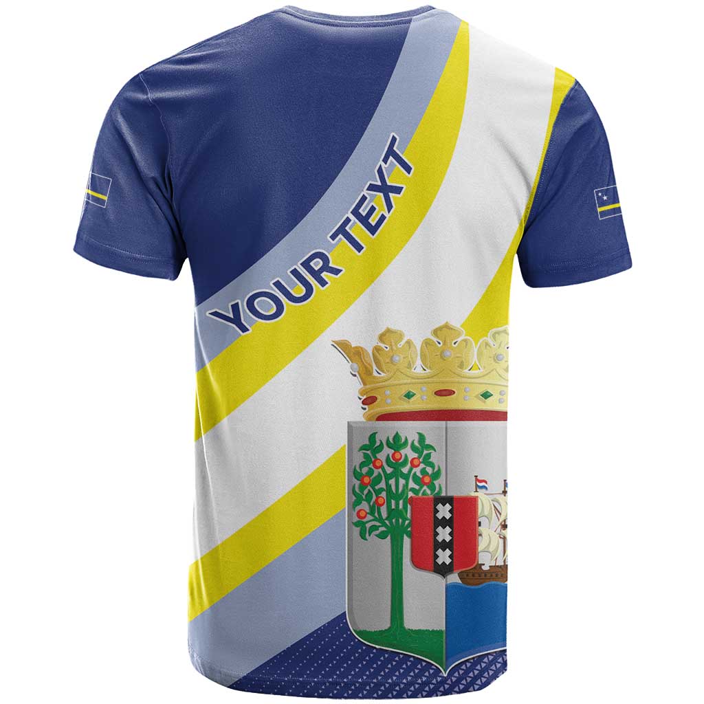 Personalized Curacao Coat of Arms T-Shirt Map Flag Style Graphic Tee