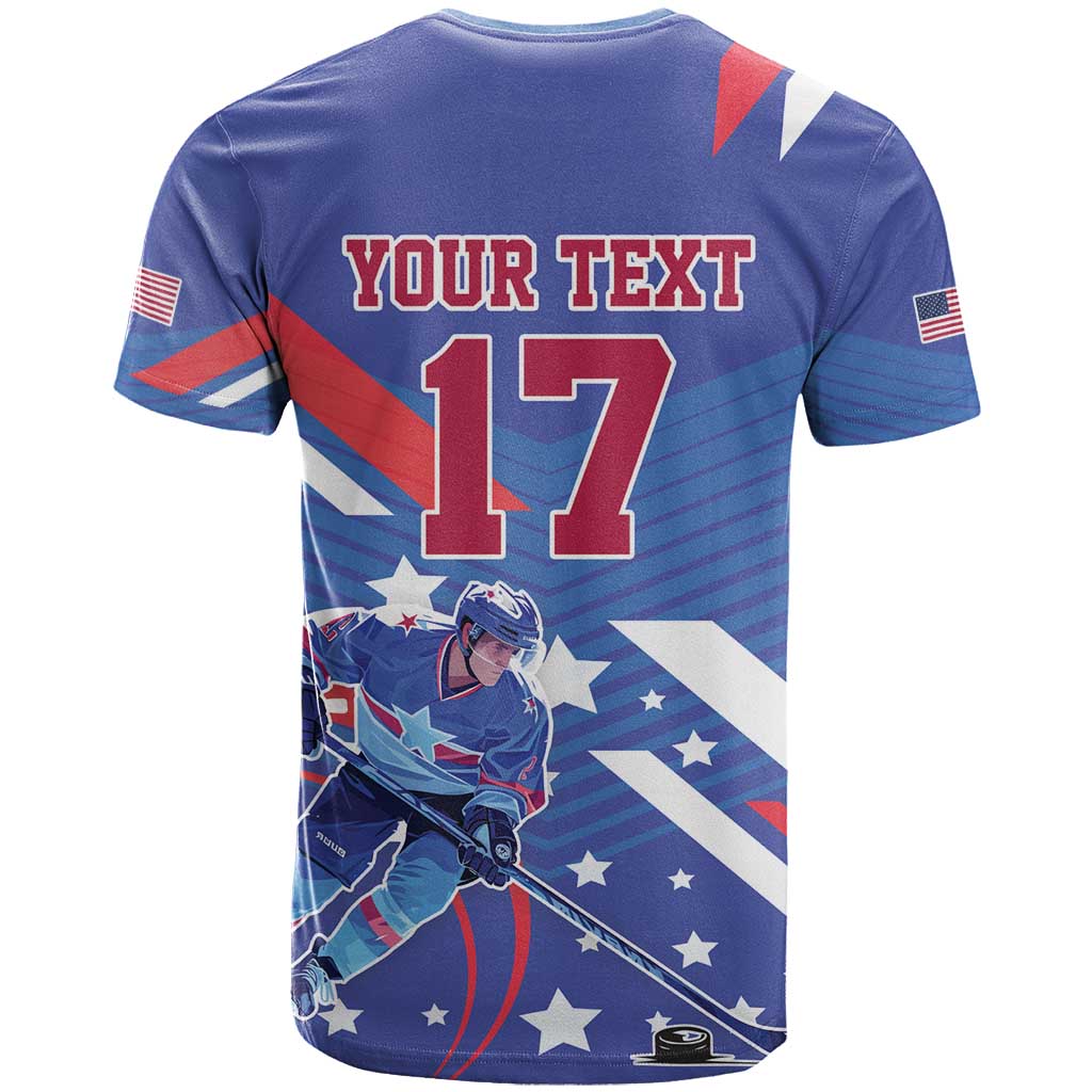 Custom United States Ice Hockey T-Shirt USA Go Champions Sporty Style Graphic Tee