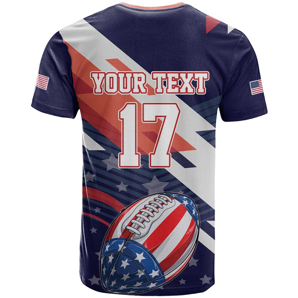 Custom United States American Football T-Shirt USA Go Champions Sporty Style Graphic Tee