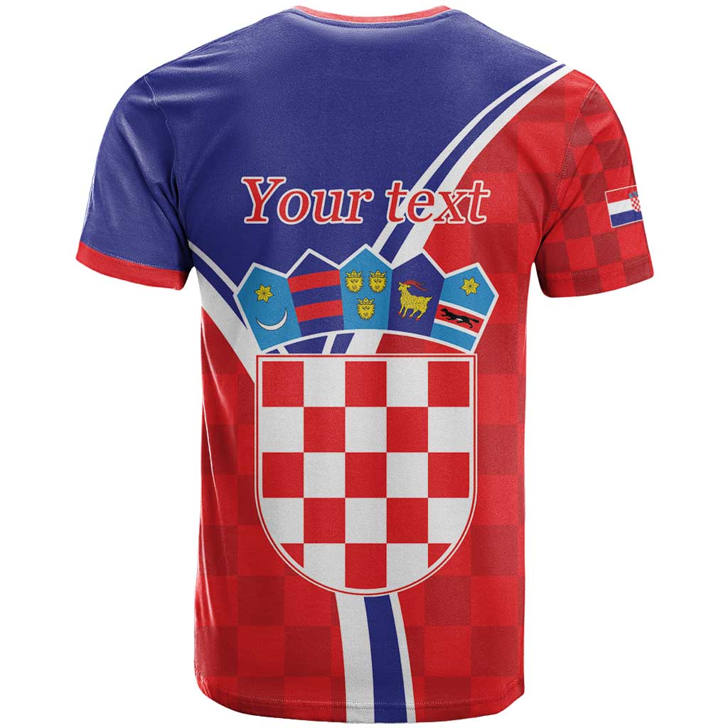 Personalized Croatia Coat of Arms T-Shirt Checkerboard Style Graphic Tee