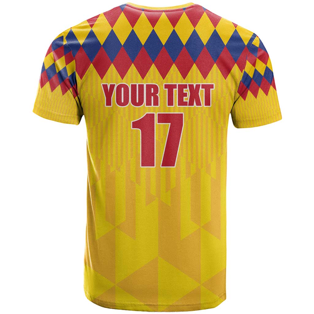 Custom Colombia Football T-Shirt Retro Yellow Style Graphic Tee