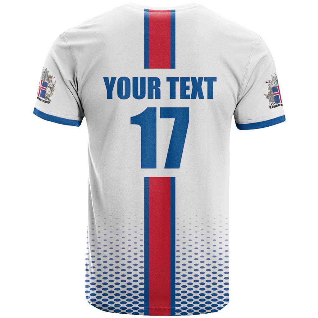 Custom Iceland Football T-Shirt White with Flag Style Graphic Tee