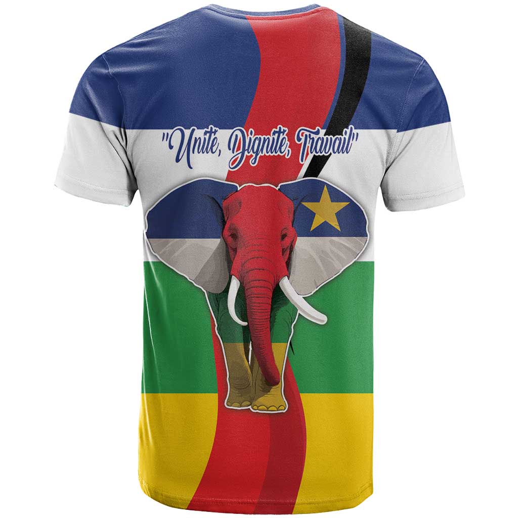 Central African Republic Republic Day 1958 T-Shirt Unite, Dignite, Travail - Flag Style Graphic Tee
