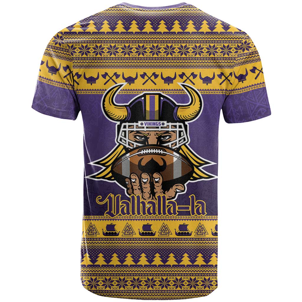 Viking-Inspired Football Christmas T-Shirt Valhalla-la Viking Warrior Graphic Tee