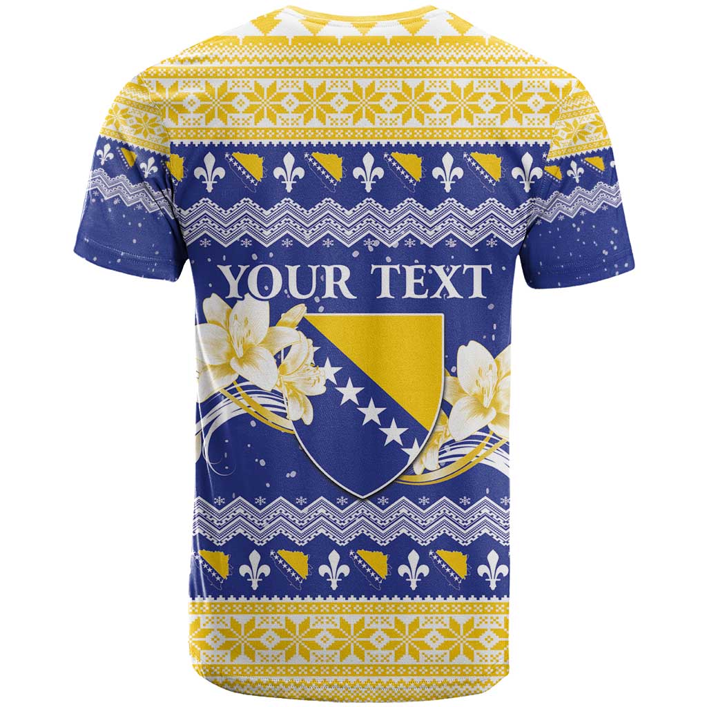 Personalized Bosnia and Herzegovina Christmas T-Shirt Coat Of Arms Srecan Bozic Graphic Tee