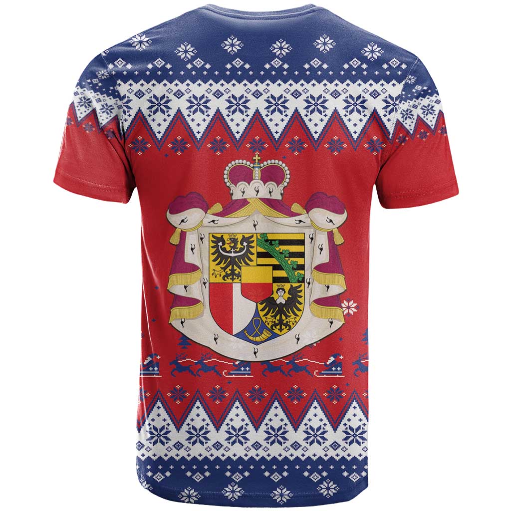 Liechtenstein Christmas T-Shirt Coat Of Arms Frohe Weihnachten Graphic Tee