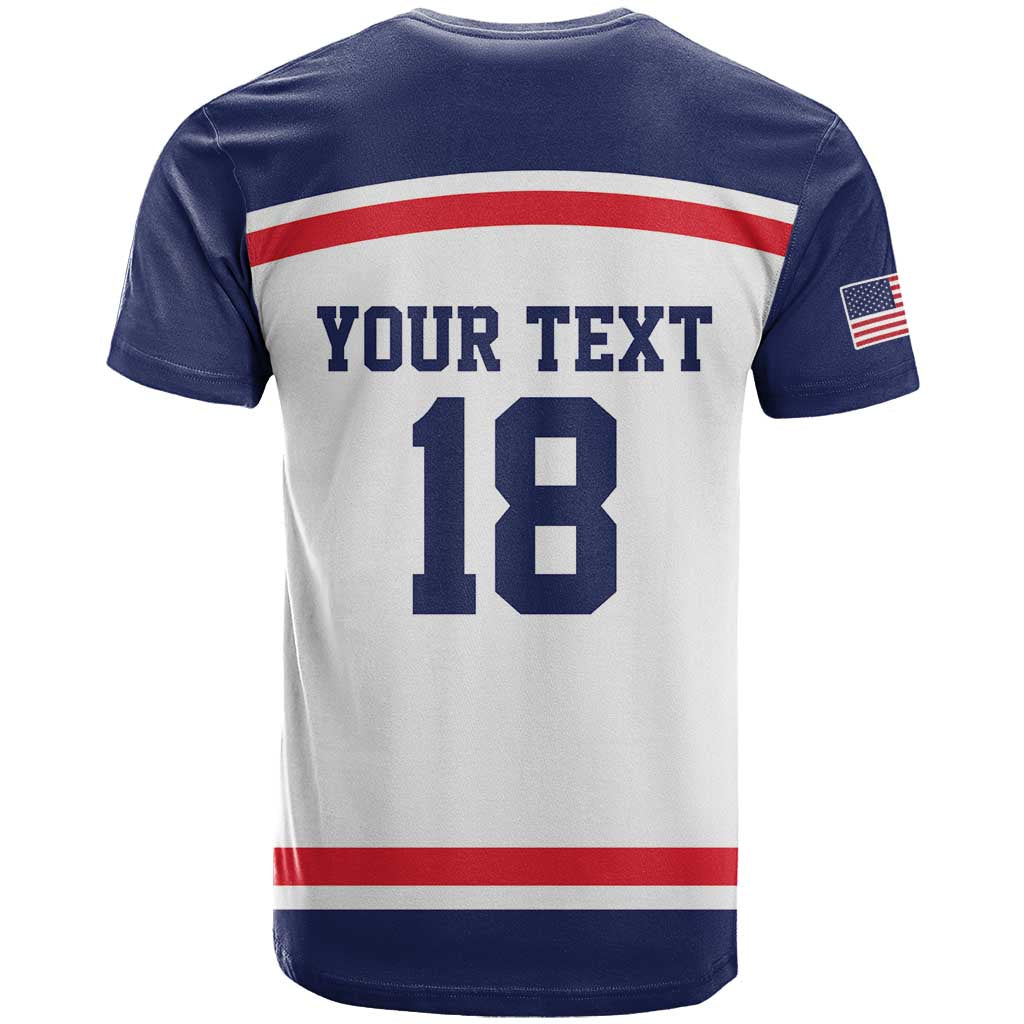 USA Ice Hockey Custom T-Shirt American Eagle Spirit White Version Graphic Tee