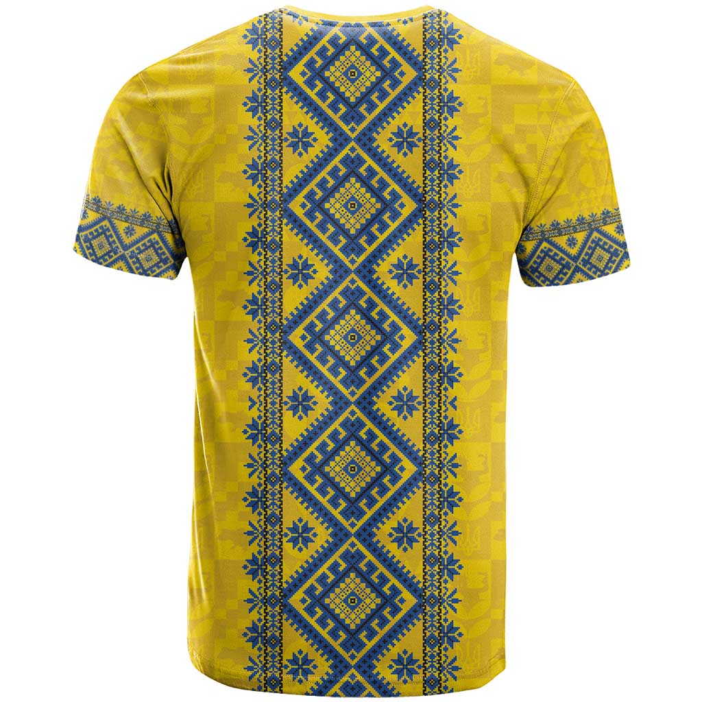 Blue Ukraine Folk Patterns T-Shirt Simple Style Graphic Tee
