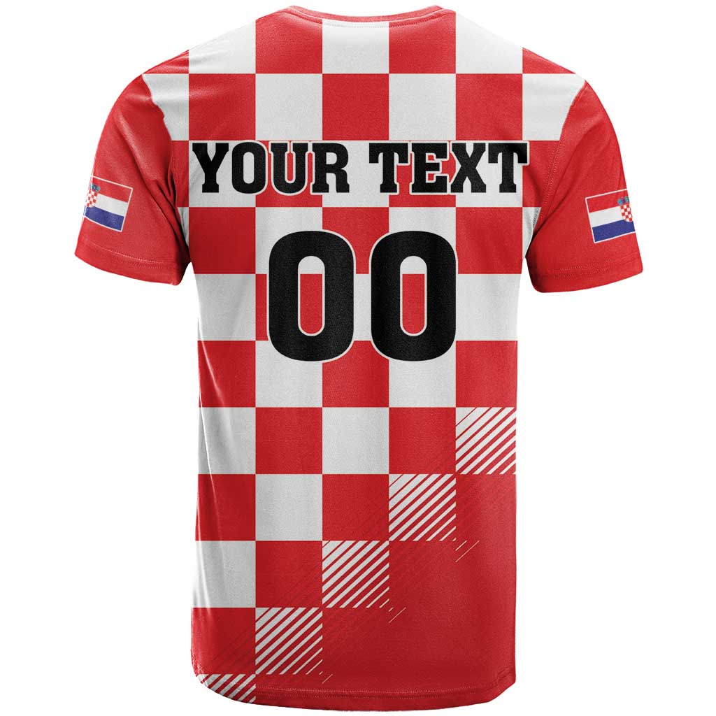 Custom Croatia Checkerboard T-Shirt With Coat Of Arms Graphic Tee
