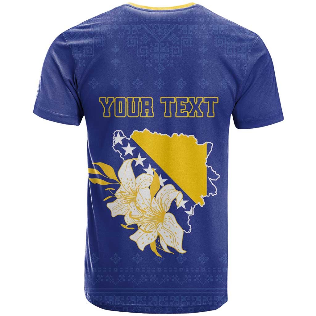 Personalized Bosnia and Herzegovina Independence Day T-Shirt Golden Eagle With Lilium Bosniacum Graphic Tee